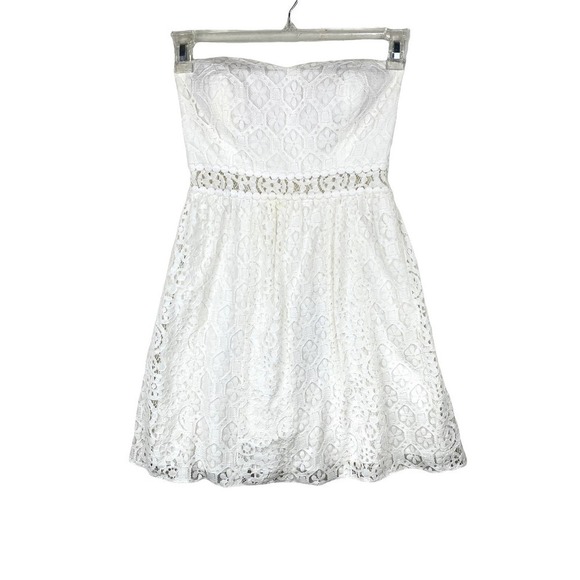 Lilly Pulitzer Brett Resort White Floral Hexagon Lace Strapless Dress-XS - Picture 1 of 7
